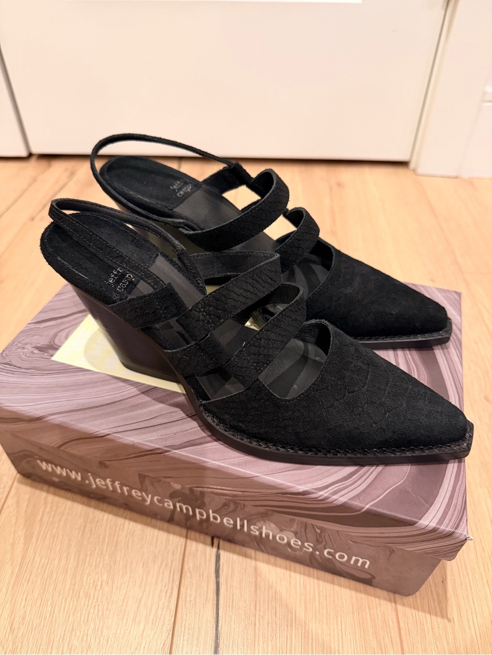 Jeffrey Campbell Black Pointed Wedge Heels
